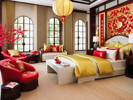 Asian style bedroom with throne