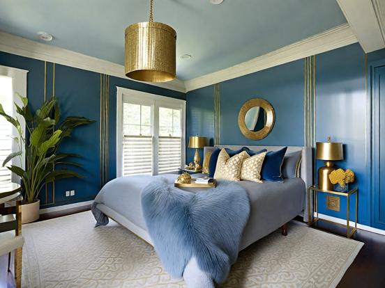 Blue gold bedroom chandelier