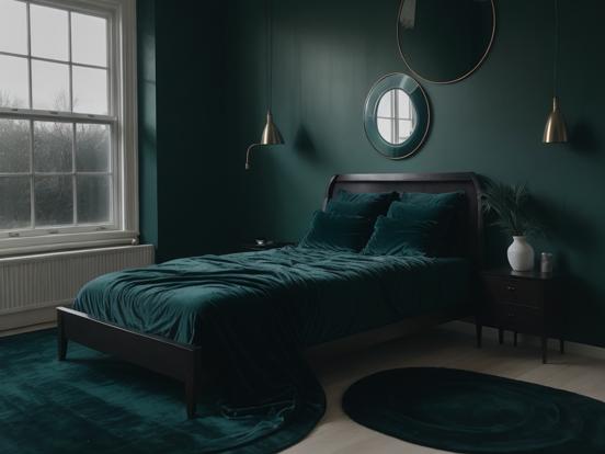 Closeup of dark green bed