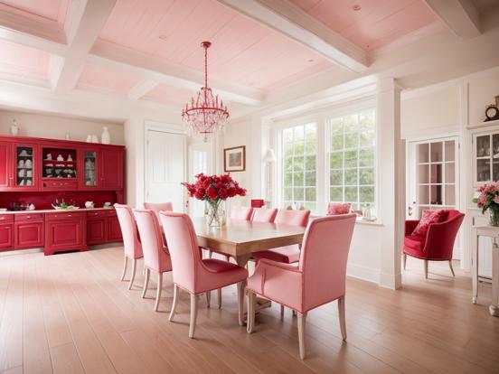 Candyland style pink dining room