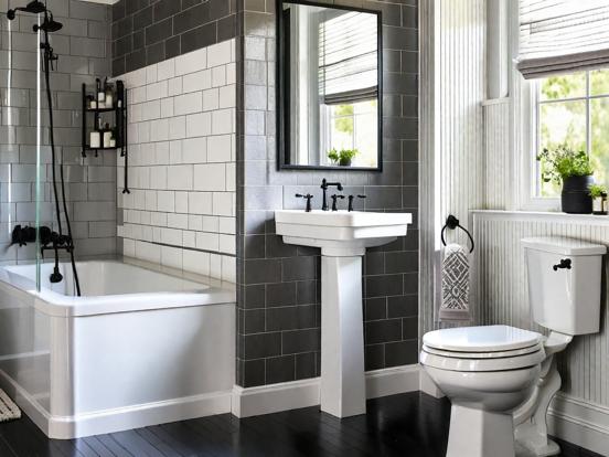 Premium black white bathroom