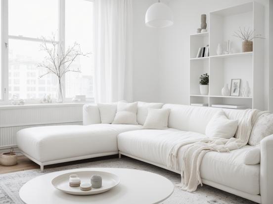 White couch in minimalist room