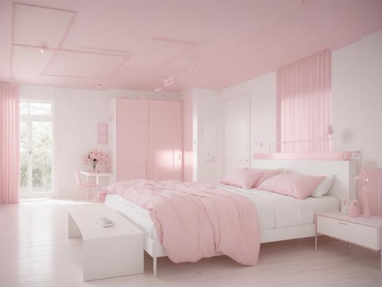 Pink girly bedroom with decor