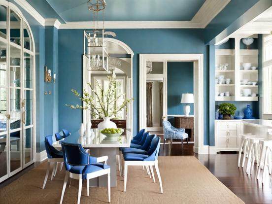 elegant blue and white dining room