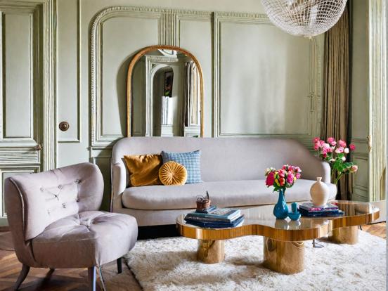 Colorful maximalist living room