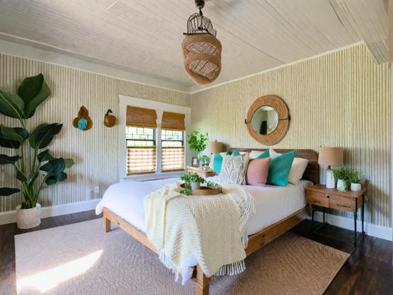 Cozy sunny treehouse bedroom