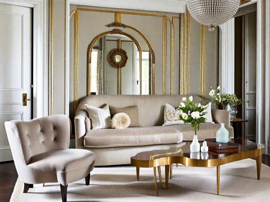 Lux gold beige living room