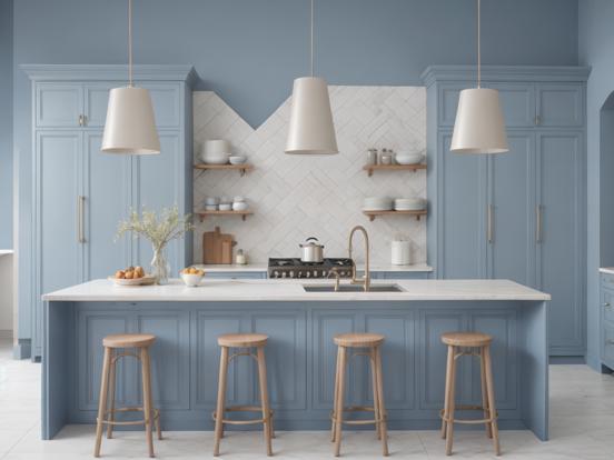 Blue white kitchen closeup