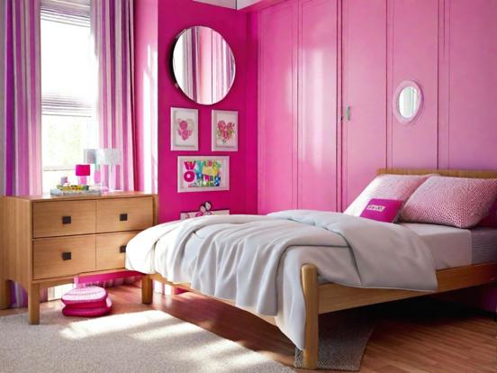 Closeup of girly pink bedroom