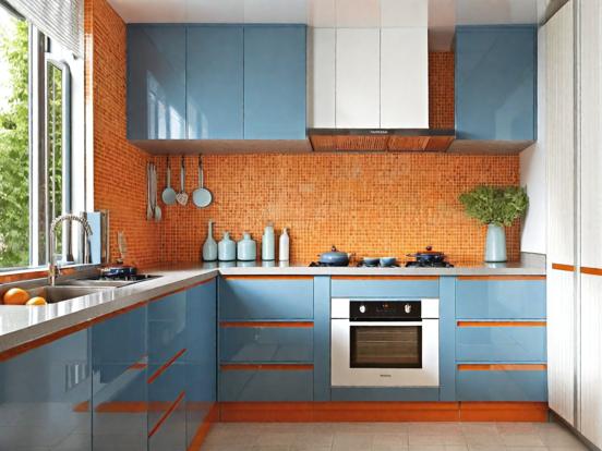 Teal orange luxury kitchen