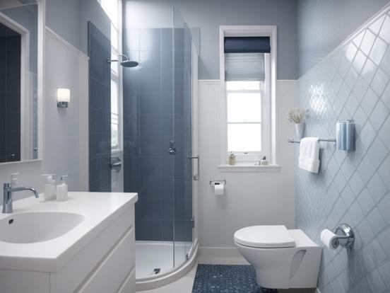 Premium blue white bath interior