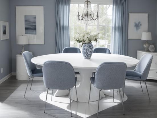 Soft blue grey table setup