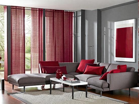 Red grey living room decor