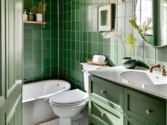 Green white bathroom Pinterest