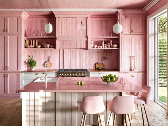 Pink kitchen closeup trendy