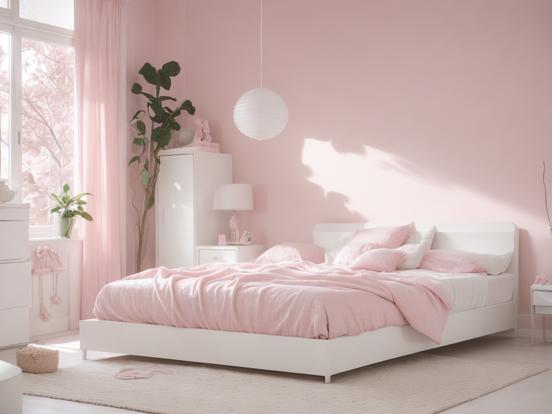 Pink white girly bedroom decor