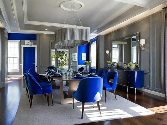 Blue dining room table set