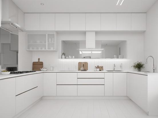 White minimalist kitchen closeup