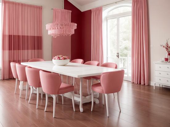 Closeup bright pink dining room