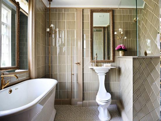 Luxury bathroom with gold tub