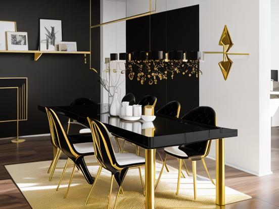 Elegant black gold dining room