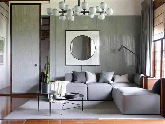 Stylish grey lounge with decor