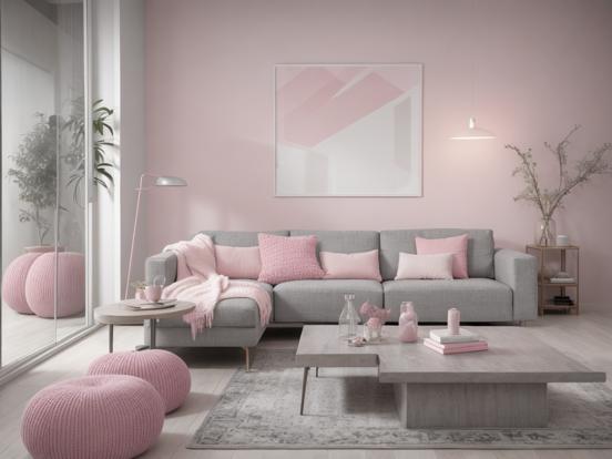 Warm pink Nordic style living room