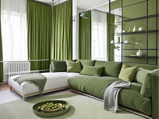 Bright green living room decor