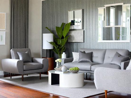 Gray living room couch chairs