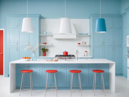 Blue white kitchen closeup