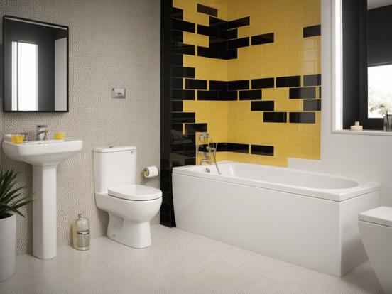 Modern yellow black bathroom