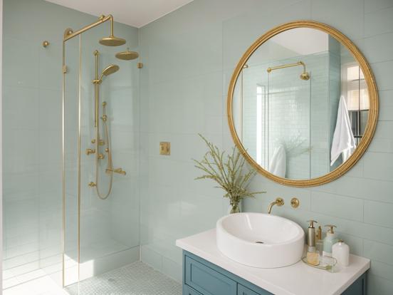 Luxury teal gold bathroom