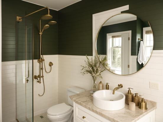 Premium gold teal bathroom decor