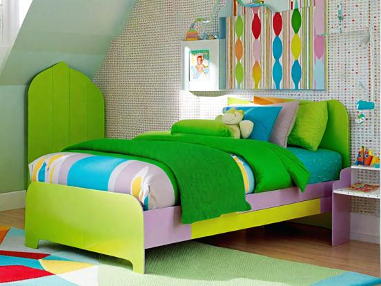 Child's bright candy-themed room