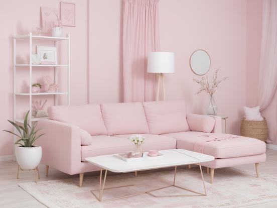 Bright pink cozy living room