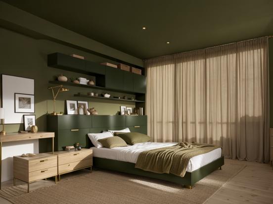 Green brown bedroom decor