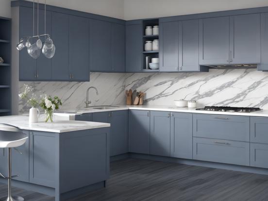 Blue grey kitchen marble top