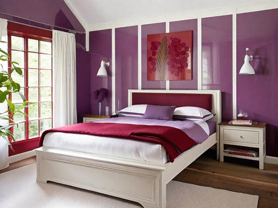 Bright purple white bedroom