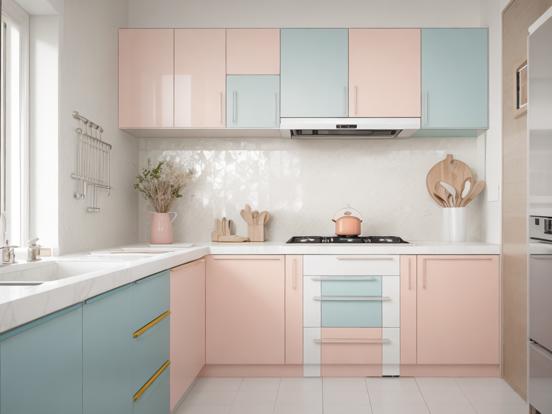 Modern pastel kitchen setup