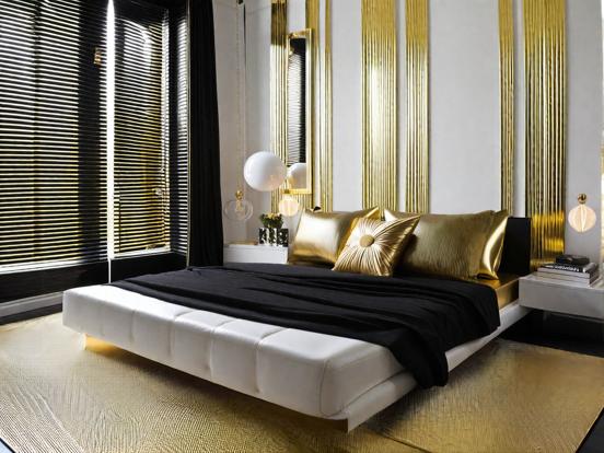 Gold black luxury bedroom decor