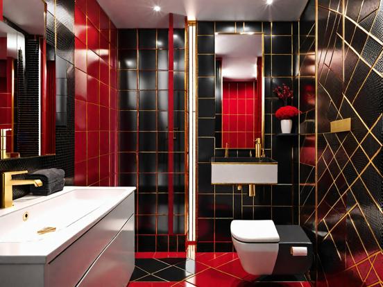 Luxury red black gold bath