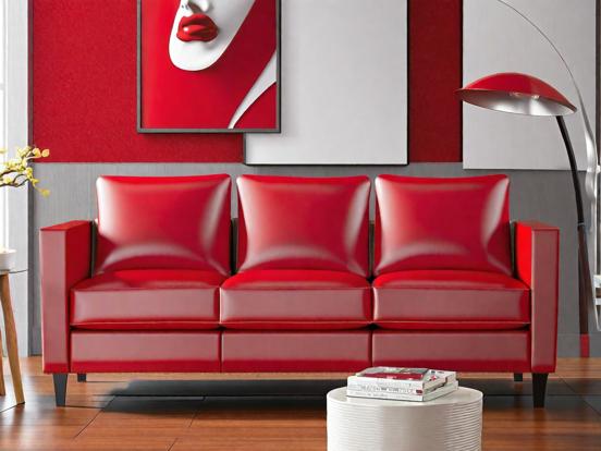 Red couch closeup in living room