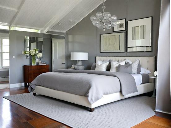 Serene grey bedroom closeup