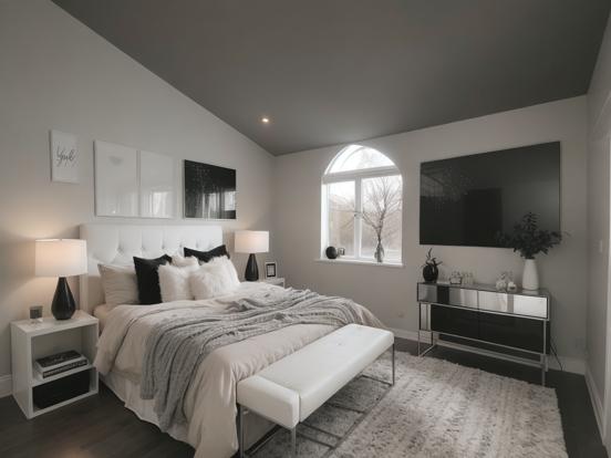 Monochrome bedroom decor