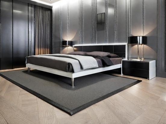 Futuristic monochrome bedroom