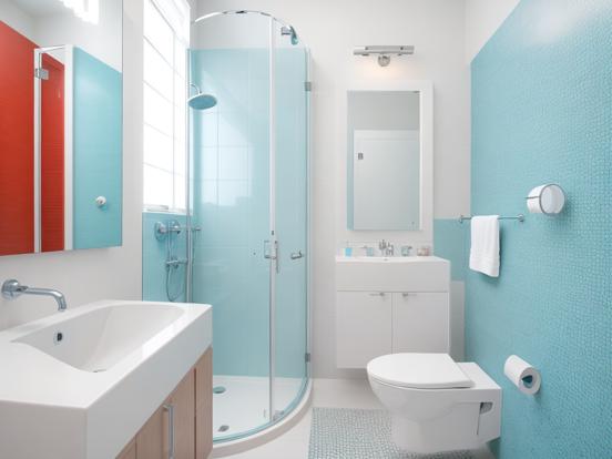 Modern blue white bathroom