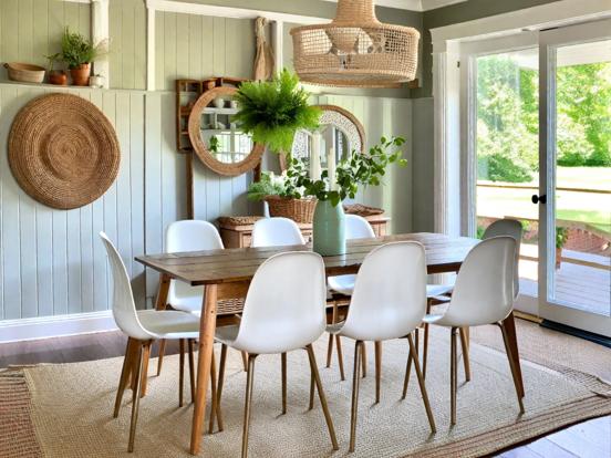 Scandi style dining green white