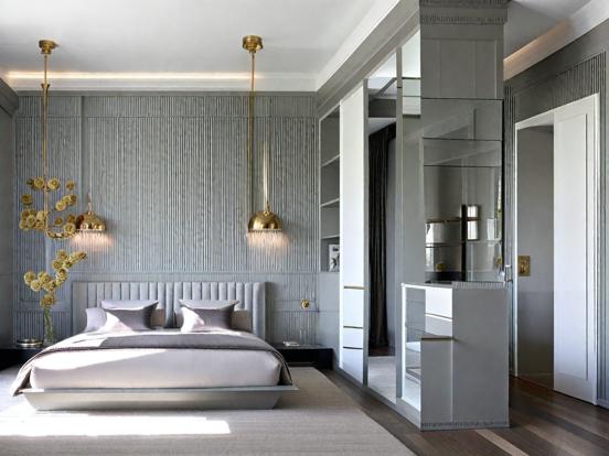 Serene gold grey bedroom decor