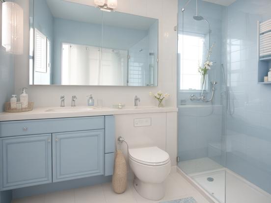 Blue white modern bathroom