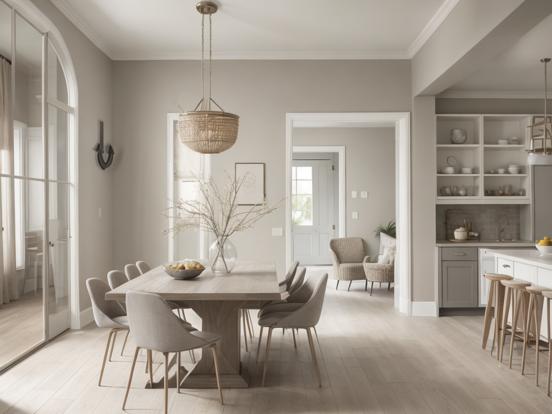 grey and beige dining room